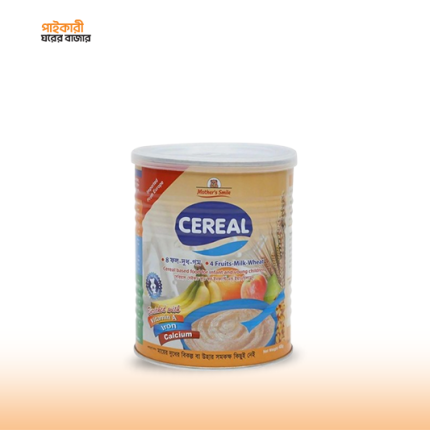 মাদার স্মাইল সিরিয়াল ৪টি ফল, দুধ এবং গমের টিন (৪০০ গ্রাম)। Mother's Smile Cereal 4 Fruits, Milk & Wheat Tin
