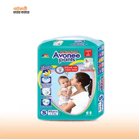 Avonee Pant Baby Diaper S (4-8 kg) 42 pieces অ্যাভোনি প্যান্ট বেবি ডায়াপার এস (৪-৮ কেজি) ৪২ পিস | Avonee Pant Baby Diaper S - Image 1
