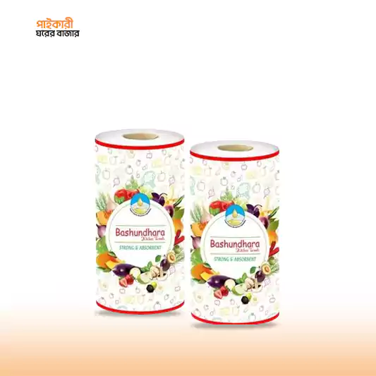 Bashundhara Kitchen Towel Single Twin White (2Roll) বসুন্ধরা কিচেন তোয়ালে সিঙ্গেল টুইন হোয়াইট (2 রোল) | Bashundhara Kitchen Towel Single Twin White - Image 1