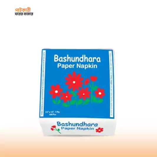 Bashundhara Paper Napkin White (100pcs-1ply) বসুন্ধরা পেপার ন্যাপকিন হইট (100pcs-1ply) | Bashundhara Paper Napkin White (100pcs-1ply) - Image 1