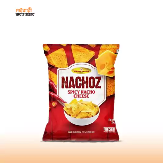 Bombay Sweets Nachoz Spicy Nacho Cheese Chips বোম্বে সুইটস নাচোজ স্পাইসি নাচো চিজ চিপস | Bombay Sweets Nachoz Spicy Nacho Cheese Chips - Image 1