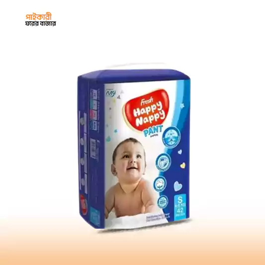 Fresh Happy Nappy Pant Diaper S (4-8kg) (42pcs) ফ্রেশ হ্যাপি ন্যাপি প্যান্ট ডায়াপার এস (৪-৮ কেজি) (৪২ পিস) | Fresh Happy Nappy Pant Diaper S - Image 1