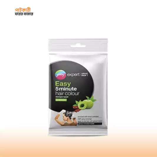 Godrej Expert Easy 5 Minute Shampoo Based Hair Colour (Black) (18ml) গোদরেজ এক্সপার্ট ইজি ৫ মিনিট শ্যাম্পু বেসড হেয়ার কালার (কালো) (১৮ মিলি) | Godrej Expert Easy 5 Minute Shampoo Based Hair Colour - Image 1