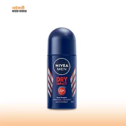 নিভিয়া মেন ড্রাই ইমপ্যাক্ট রোল অন (৫০ মিলি) | NIVEA MEN Dry Impact Roll On (50ml)