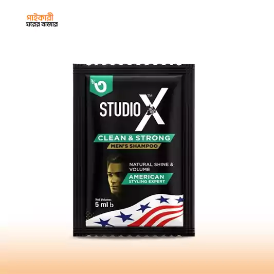 Studio X Clean & Strong Shampoo for Men (5ml×12pcs) স্টুডিও এক্স ক্লিন অ্যান্ড স্ট্রং শ্যাম্পু ফর মেন (৫ মিলি × ১২ পিস) | Studio X Clean & Strong Shampoo for Men - Image 1