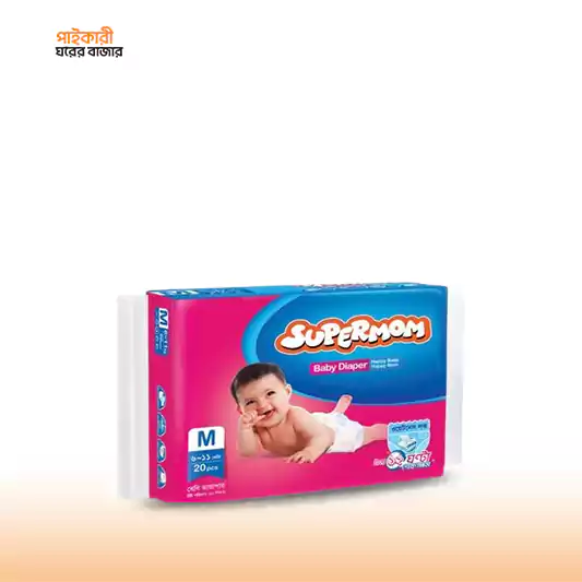Supermom Baby Diaper Belt M (6-11kg) (20 pcs) সুপারমম বেবি ডায়াপার বেল্ট এম (৬-১১ কেজি) (২০ পিস) | Supermom Baby Diaper Belt M - Image 1