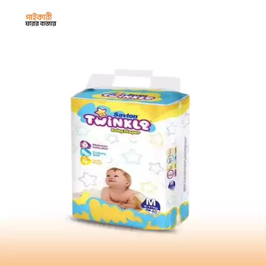 Twinkle Belt Baby Diaper M (40 pcs) (6-11 kg) টুইঙ্কল বেল্ট বেবি ডায়াপার এম (৪০ পিস) (৬-১১ কেজি) | Twinkle Belt Baby Diaper M - Image 1