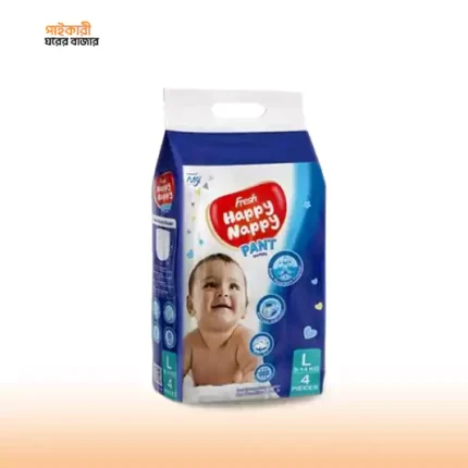 ফ্রেশ হ্যাপি ন্যাপি প্যান্ট ডায়াপার এল (৯-১৪ কেজি) (৪ পিস) | Fresh Happy Nappy Pant Diaper L